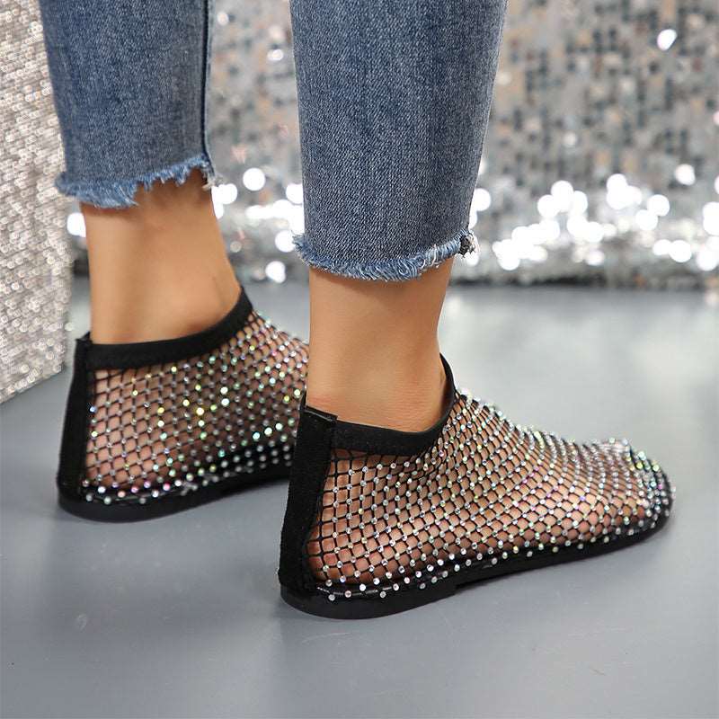 Rhinestone Hollow Flat Sandals  Design