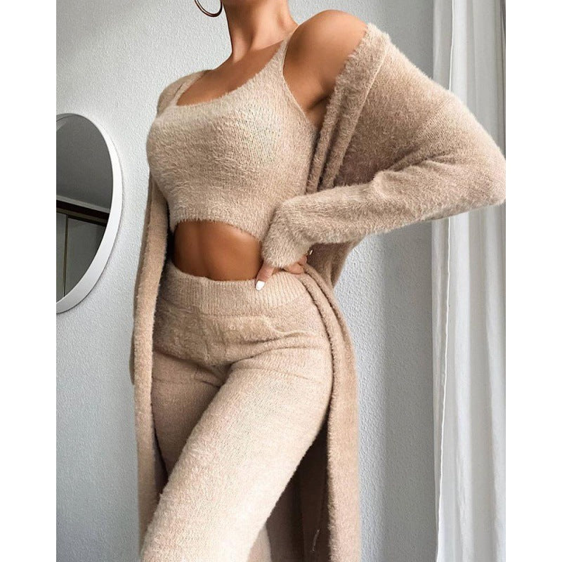 Cozy Casual V-neck Plush Short Vest Pants