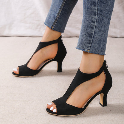 High Heel Peep Toe Back Zipper